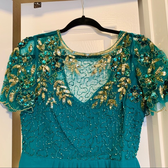 slim fit dress slacks Virgos Lounge Beautiful Bottle Green Beaded Tulip Dress UK 10
